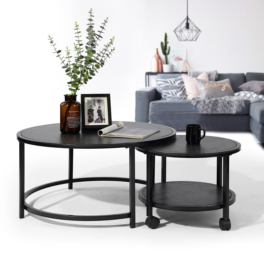 Widely Used Homy Casa Round Coffee Table, Modern Furniture Decor Side Inside Black Coffee Tables (View 10 of 20)