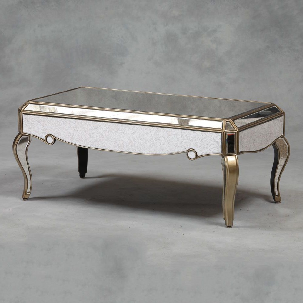 Widely Used Mirrored And Silver Cocktail Tables Pertaining To Venetian Antique Mirrored Silver Edged Coffee Table (View 17 of 20)