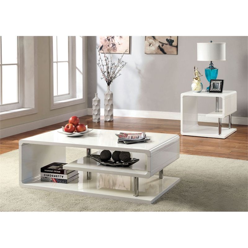 Widely Used White Geometric Coffee Tables With Regard To Furniture Of America Lazer Geometric Wood Coffee Table In (View 18 of 20)