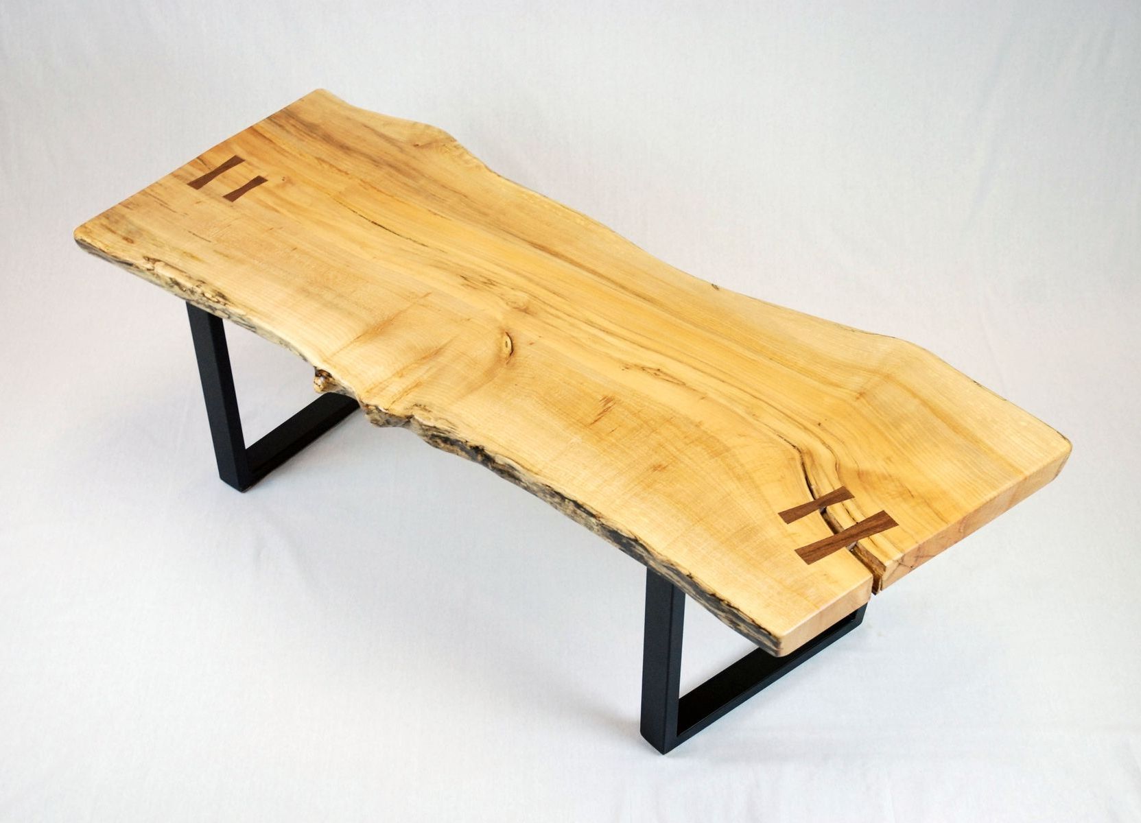 Widely Used Yellow And Black Coffee Tables Throughout Hand Made Reclaimed Maple Slab Coffee Table With Black (View 9 of 20)