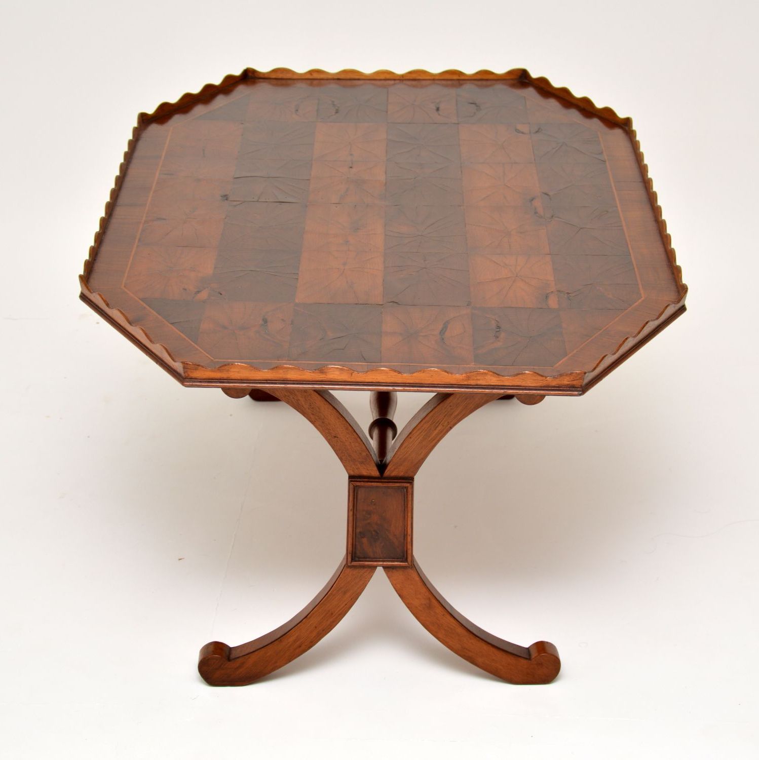 Wood Veneer Coffee Tables Regarding Newest Antique Yew Wood Oyster Veneer Coffee Table – Marylebone (View 1 of 20)