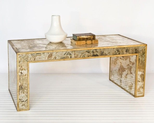 Worlds Away Reverse Mirror Coffee Table Gold Leaf With Regard To 2019 Antiqued Gold Leaf Coffee Tables (View 5 of 20)