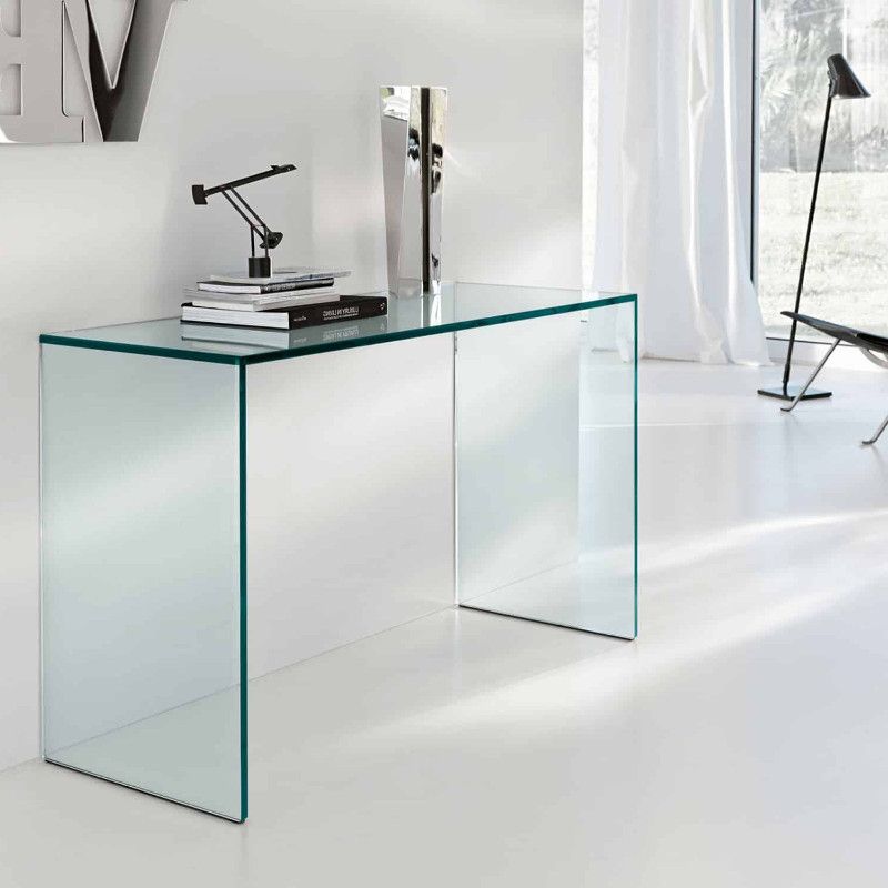 10 Glass Minimalist Console Tables For Modern Entryway With Regard To Favorite Stainless Steel And Glass Modern Desks (View 9 of 15)