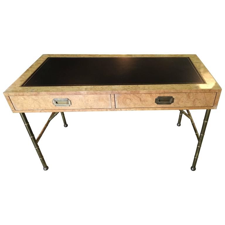 1960's Paduck Wood Campaign Desk With Brass Hardware And Leather Top At In Preferred Blue And White Wood Campaign Desks (View 1 of 15)