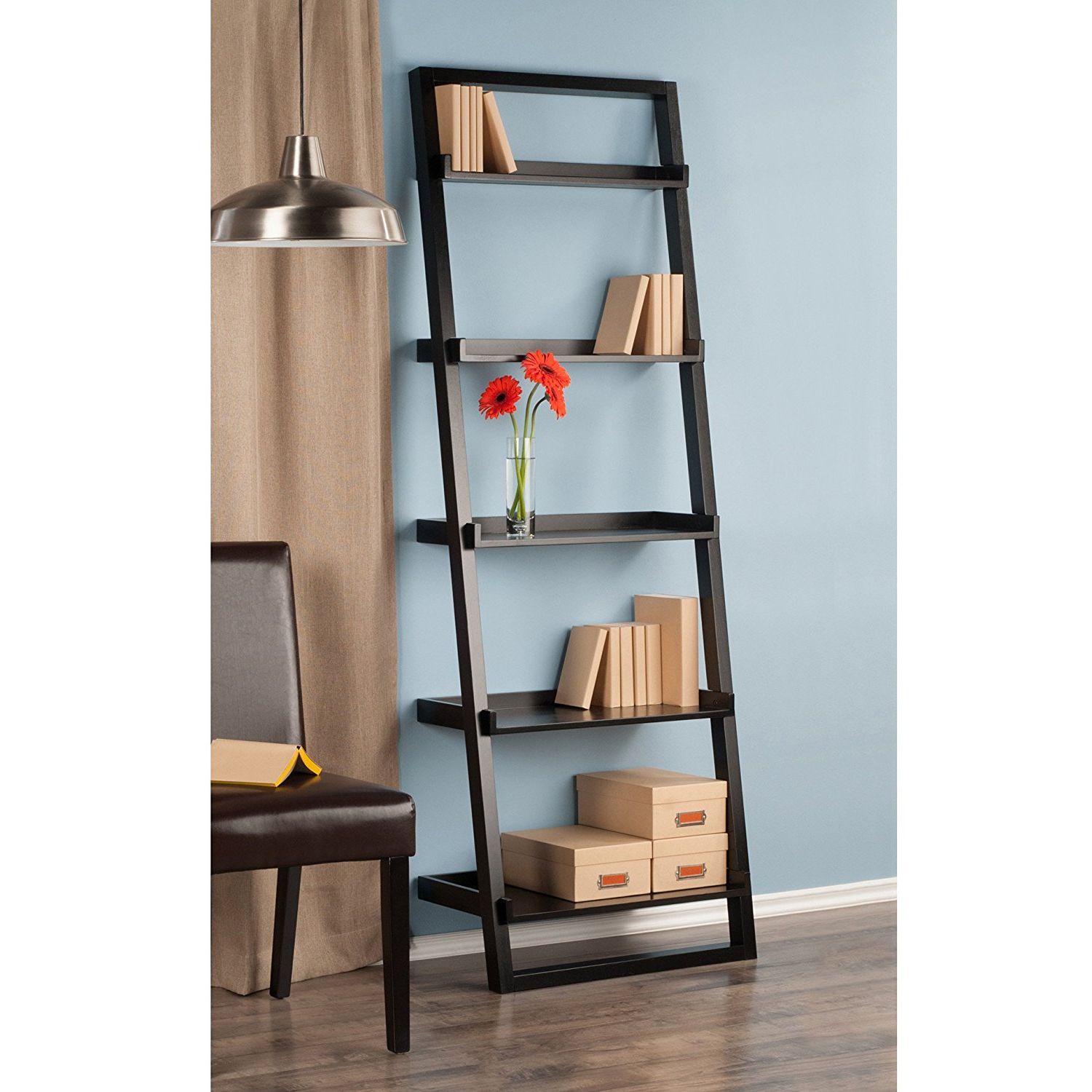 2 Shelf Black Ladder Desks In 2019 Buy Home Wall Ladder Shelf Bookcase, Black 5 Shelf Solid Beech Wood And (View 2 of 15)