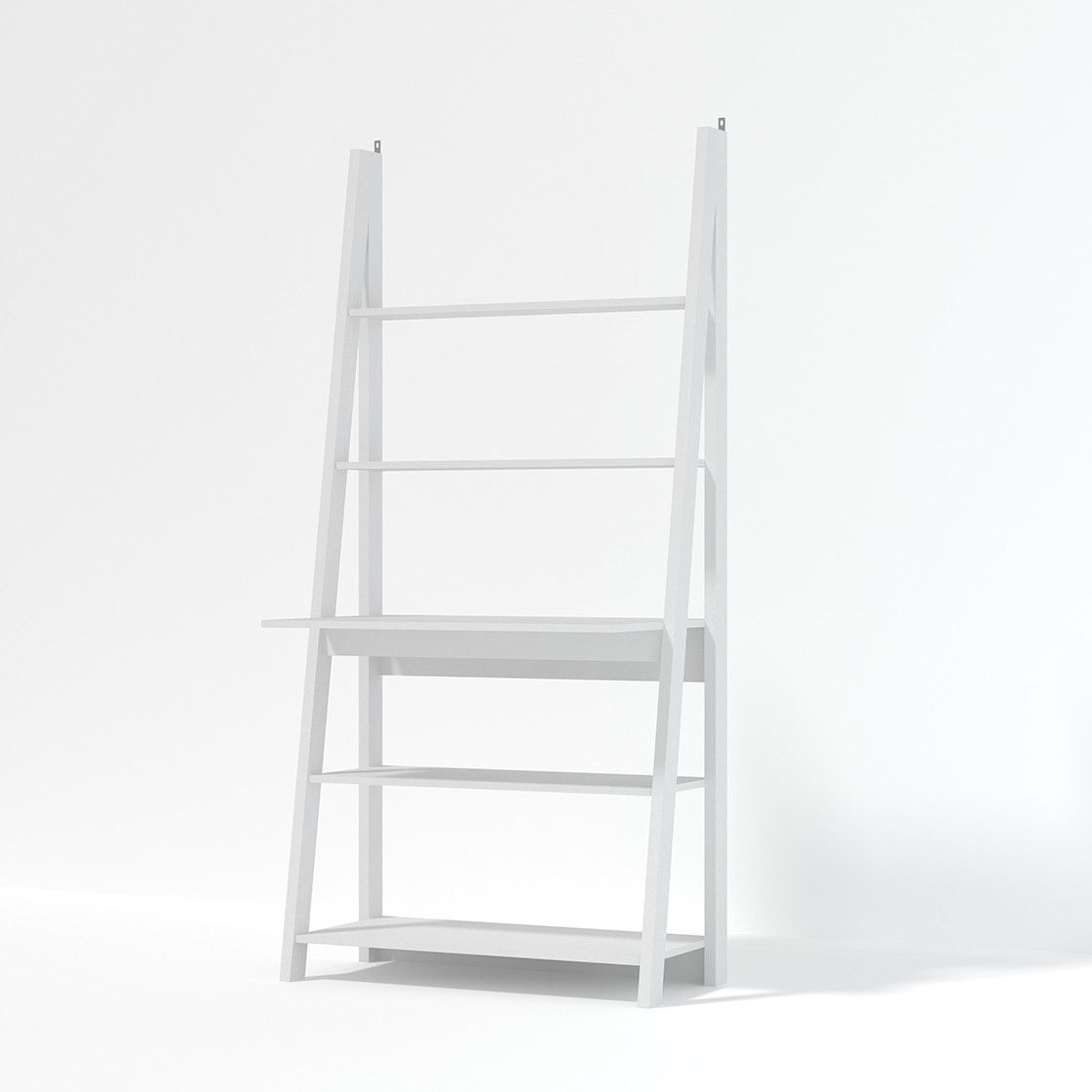 2 Shelf Black Ladder Desks Inside Famous Tiva Ladder Desk White – Home Office Furniture (View 12 of 15)