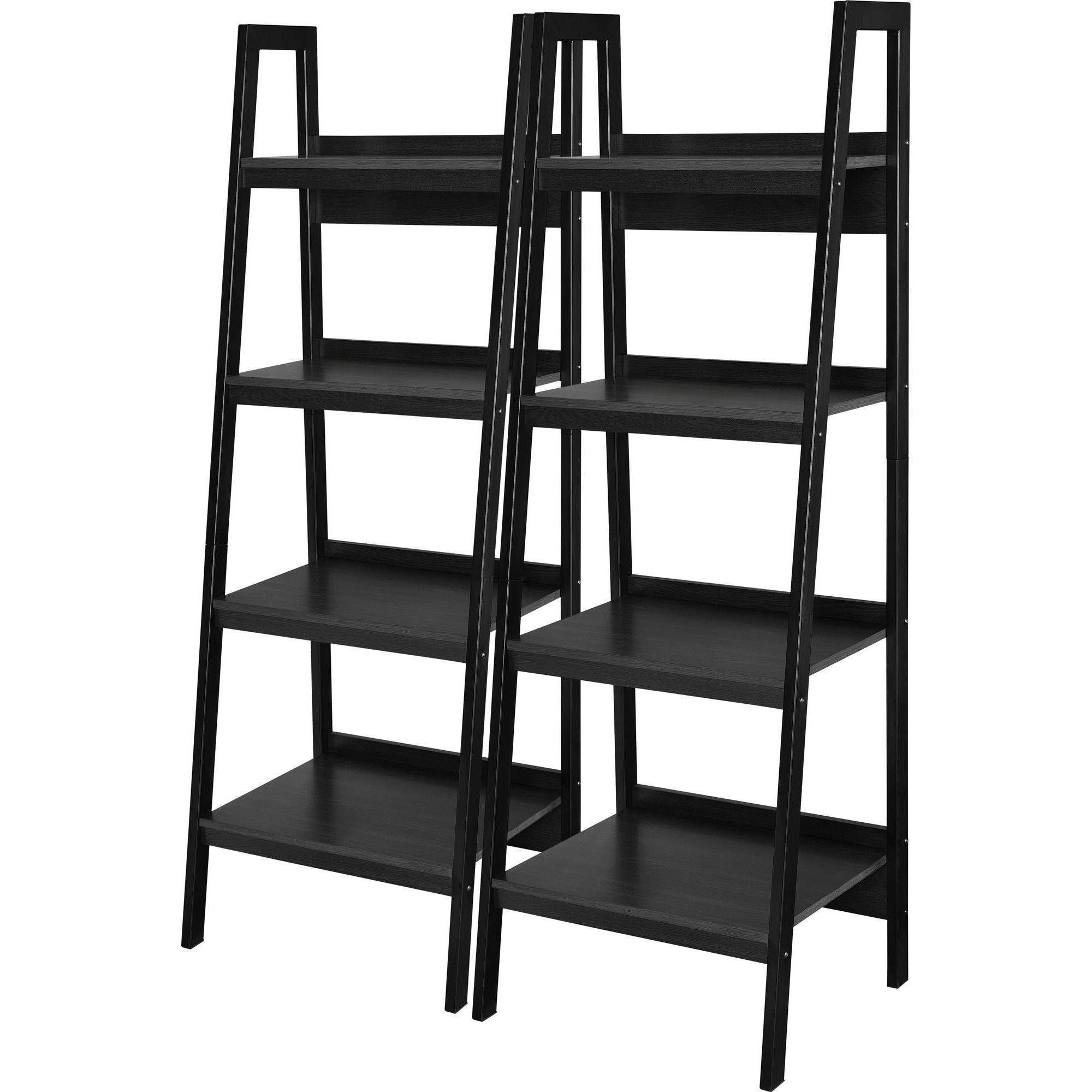 2 Shelf Black Ladder Desks Inside Latest Altra Metal Ladder Bookcase, Set Of 2, Black Shelves Shelf Decor (View 8 of 15)