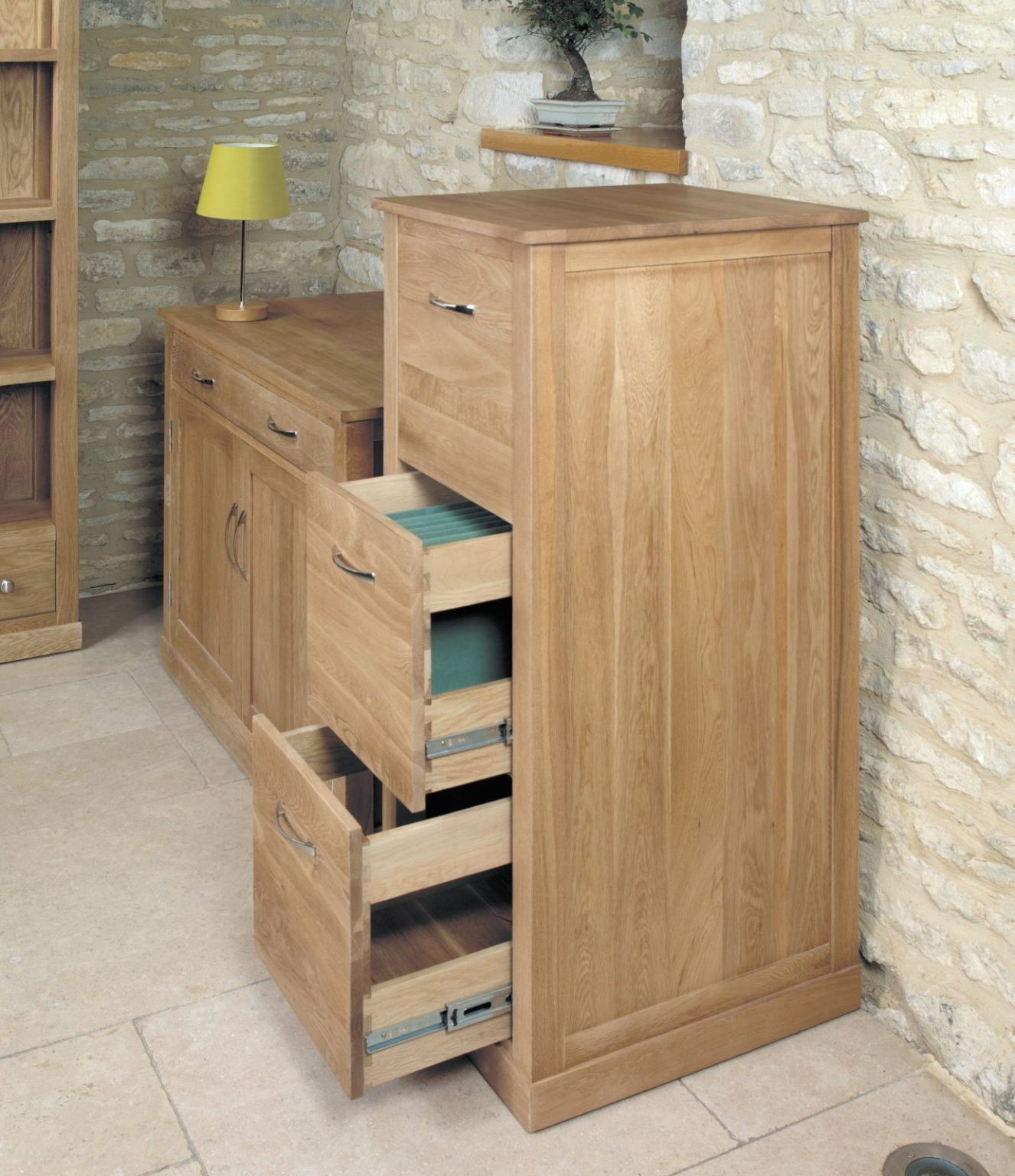 2018 Burnished Oak 3 Drawer Desks In Mobel Oak 3 Drawer Filing Cabinet – Mango Wood Furniture (View 3 of 15)