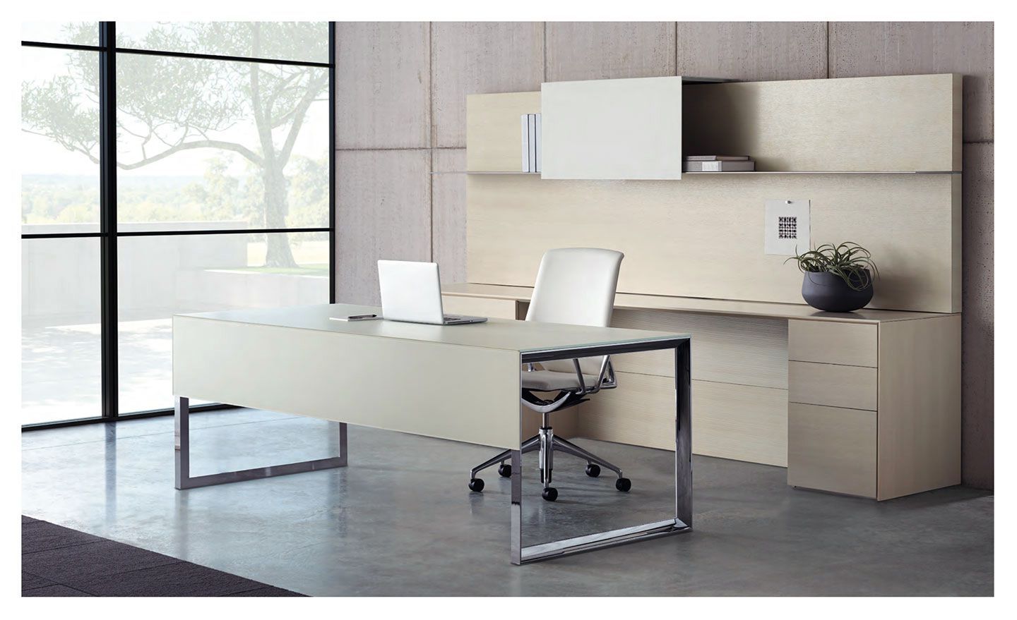 2018 Immaculate White Glass Desk With Chrome Open Panel And Matching Storage Pertaining To White Finish Glass Top Desks (View 2 of 15)