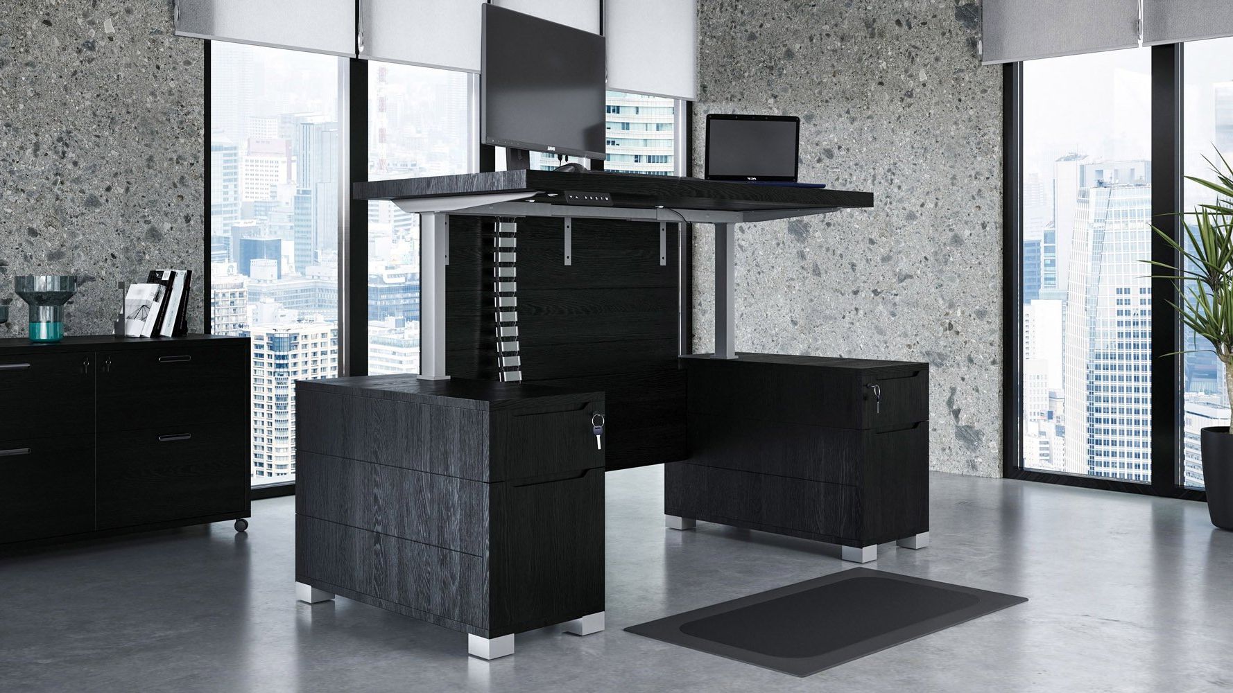 2019 Black Finish Modern Office Desks For Ford Adjustable Height Desk – Black (View 11 of 15)