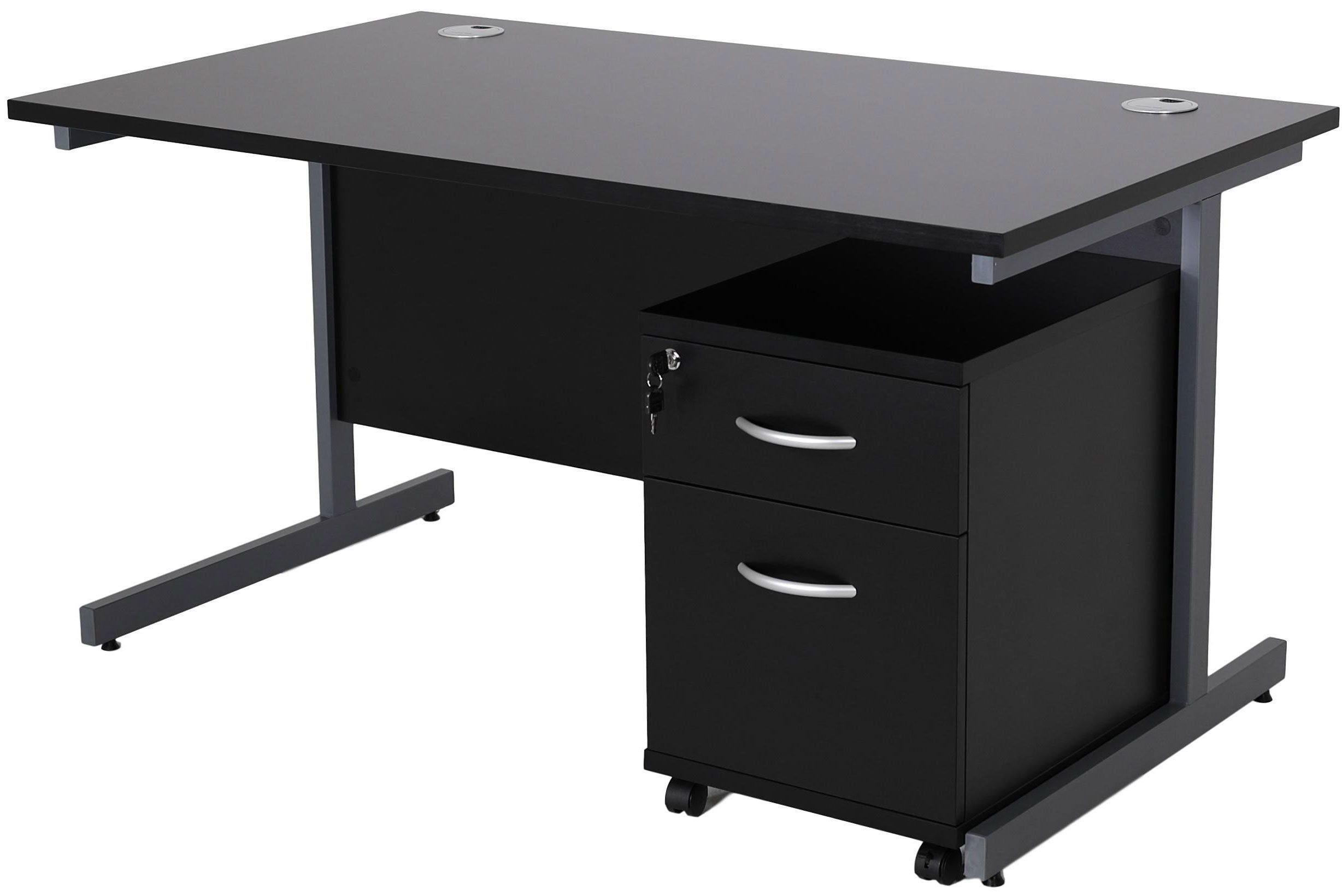 2019 Graphite 2 Drawer Compact Desks Throughout Next Day Karbon K1 Rectangular Cantilever Office Desks With Low Mobile (View 13 of 15)