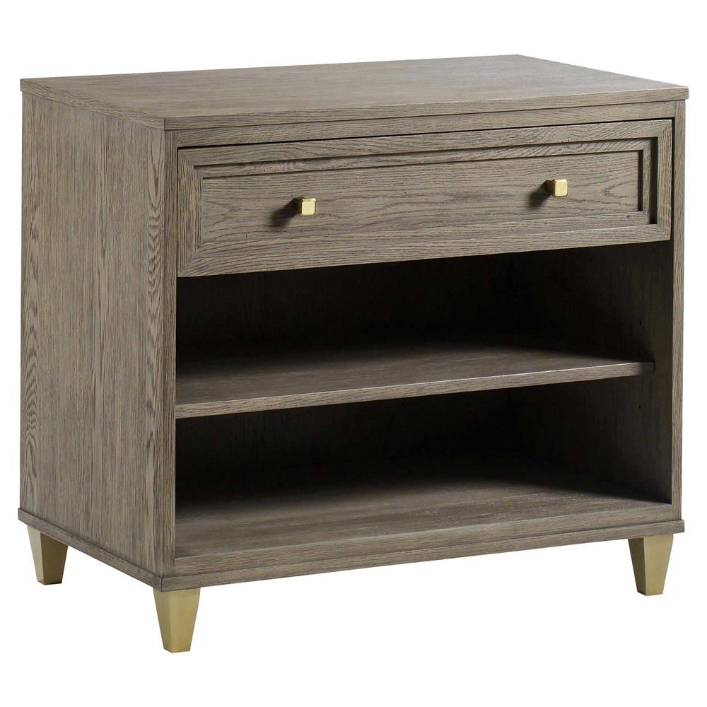 2019 Maison 55 Claiborne Modern Classic Grey Wood 1 Drawer Nightstand Inside Smoke Gray Wood 1 Drawer Desks (View 4 of 15)