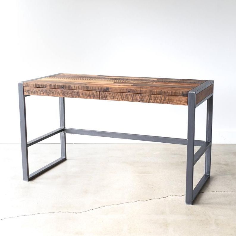 2019 Rustic Acacia Wooden 2 Drawer Executive Desks In Reclaimed Barn Wood 2 Drawer Desk / Industrial Patchwork Desk (View 9 of 15)