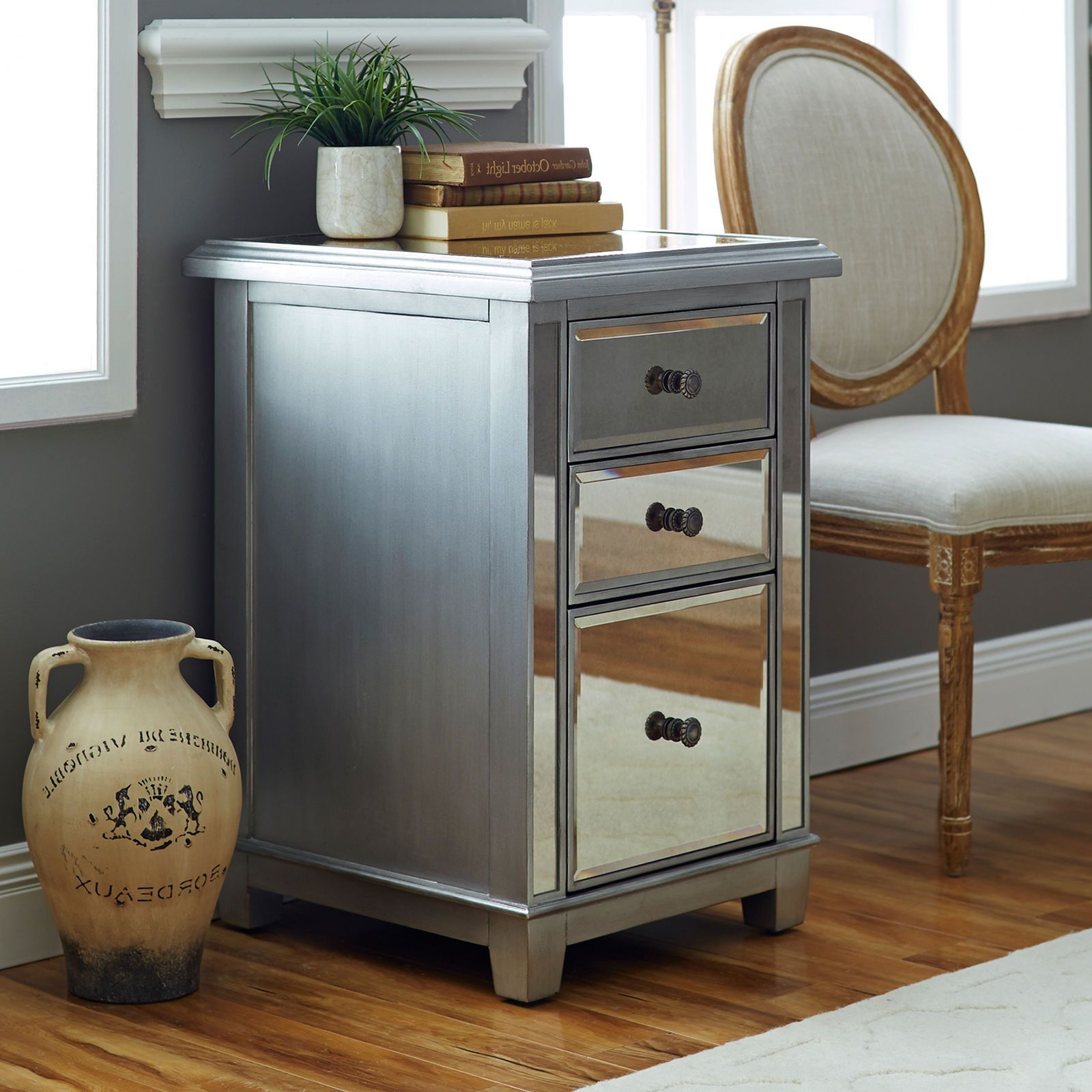 3 Drawer Mirrored Small Desks Within Fashionable Hayworth Mirrored Silver Modular 3 Drawer Chest (View 15 of 15)