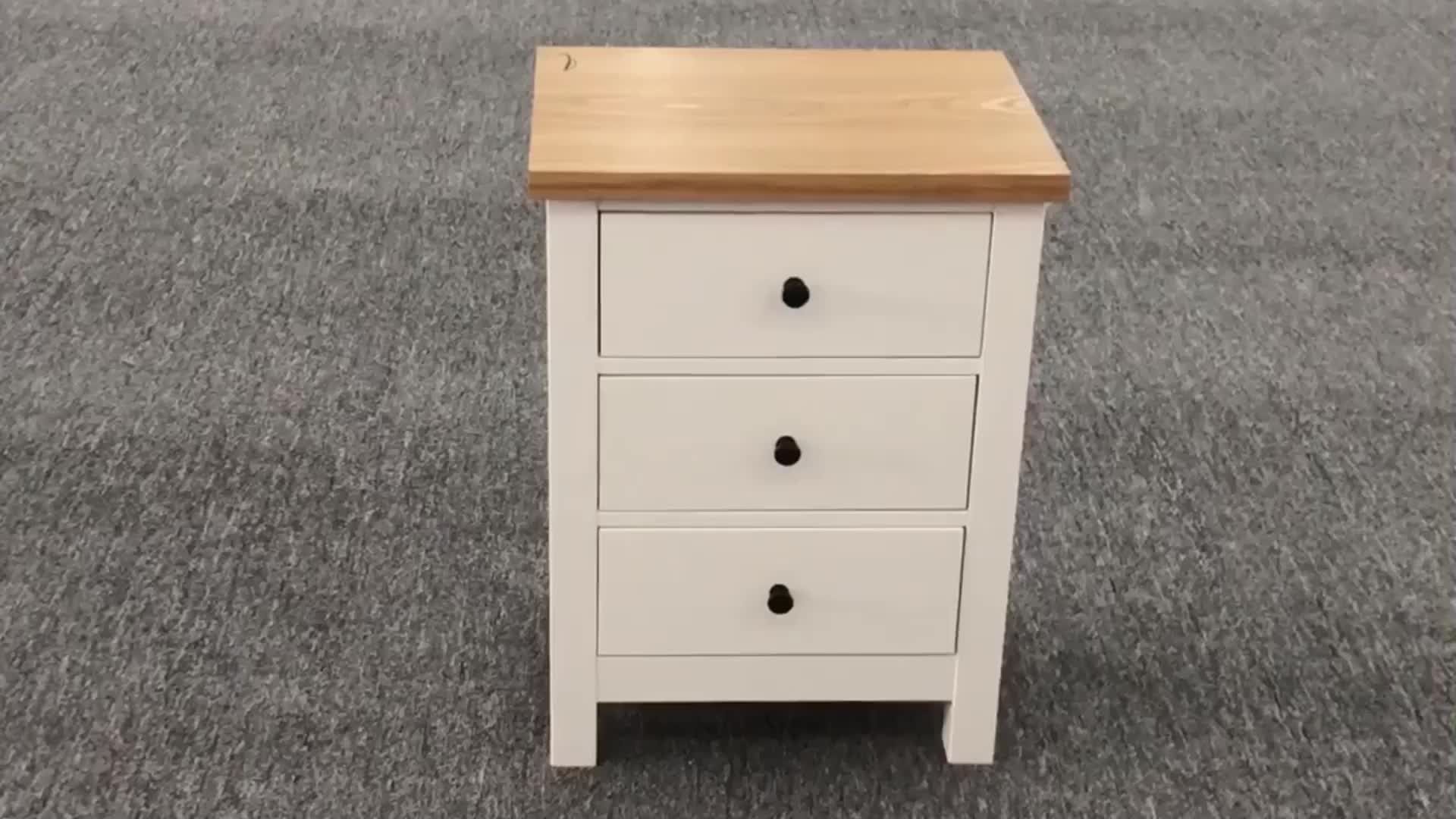 3 Drawer White Solid Wooden Bedside Table Small Modern Bed Side Tables Inside Recent Matte White 3 Drawer Wood Desks (View 12 of 15)