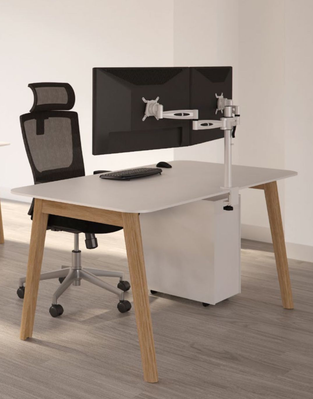 A Frame Rectangular Wooden Leg Desk With White Top Wood Effect Edge Inside 2018 Hwhite Wood And Metal Office Desks (View 13 of 15)