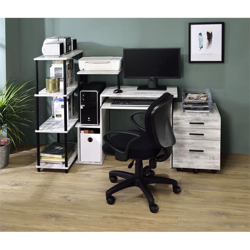Acme Lyphre Computer Desk In Weathered White & Black Finish – 92762 Throughout Best And Newest Black Finish Modern Computer Desks (View 12 of 15)