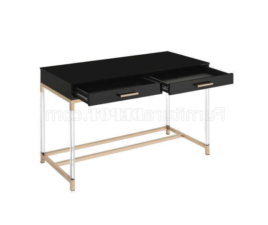 Adiel Writing Desk 93104 In Black & Goldacme W/usb Port In Current Writing Desks With Usb Port (View 13 of 15)