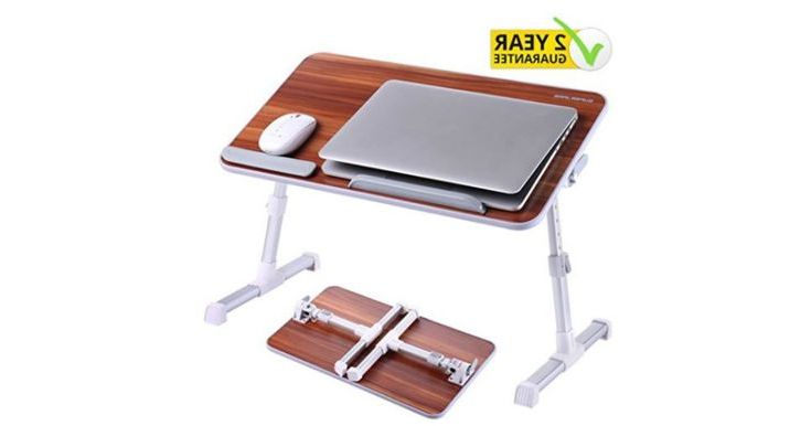 Adjustable Bed Table In American Cherry/ Bamboo Wood Color, Just $ (View 8 of 15)
