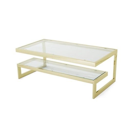 Alana Glass Coffee Table Rectangular In Clear With Gold Within Favorite Glass And Gold Rectangular Desks (View 15 of 15)