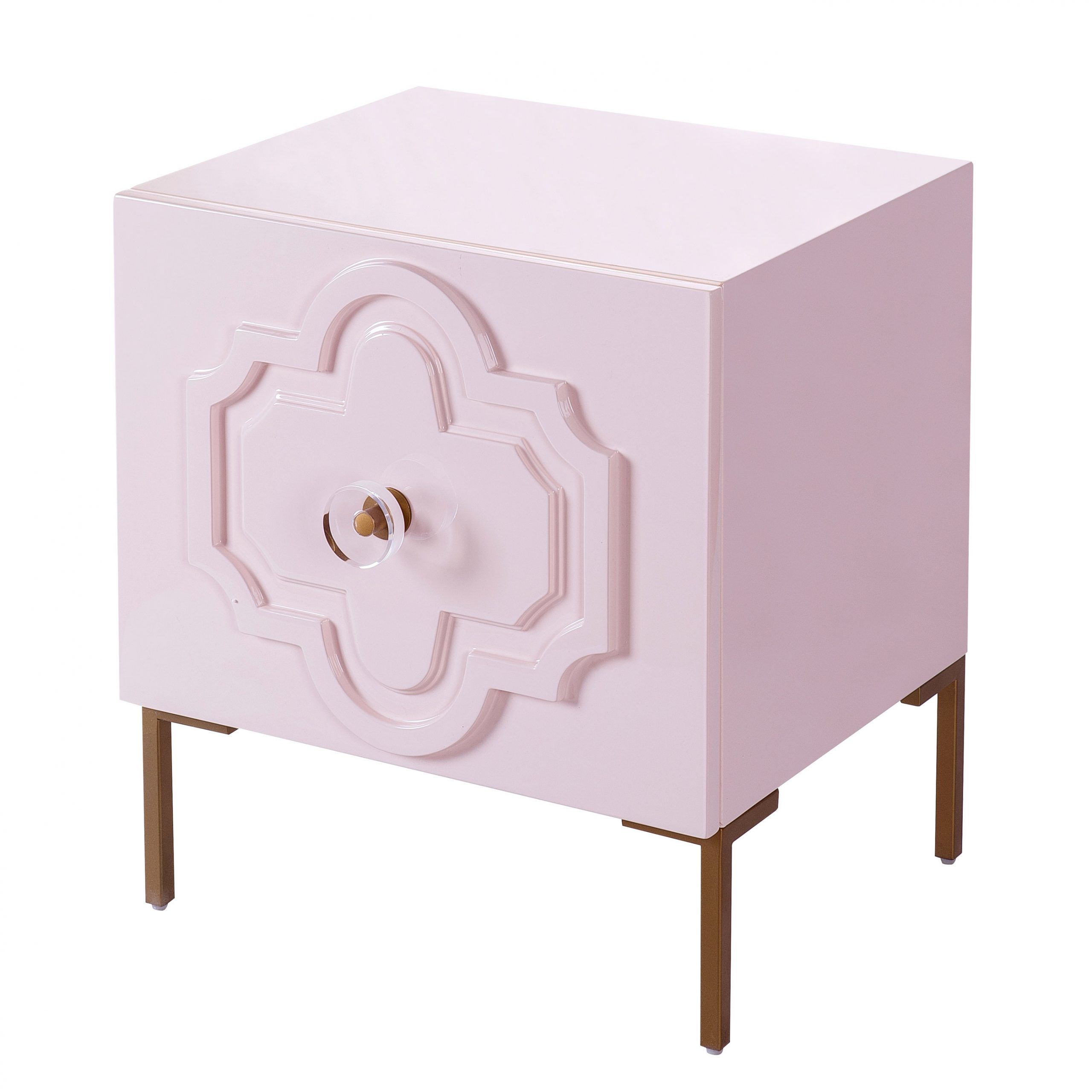 Anna Pink Lacquer Side Table – Tov Furniture With Newest Pink Lacquer 2 Drawer Desks (View 15 of 15)