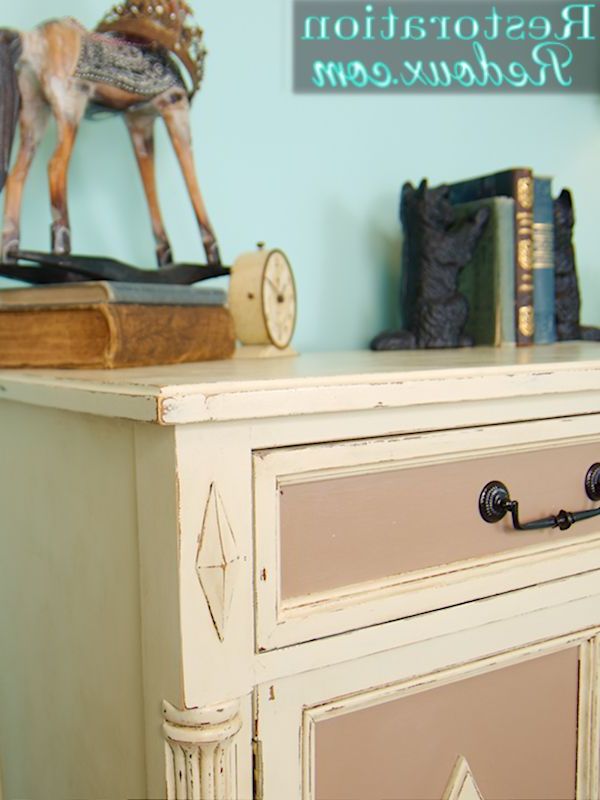 Antique Ivory Wood Desks Within Well Known Chalkpainted Ivory Vintage Buffet Makeover (View 2 of 15)