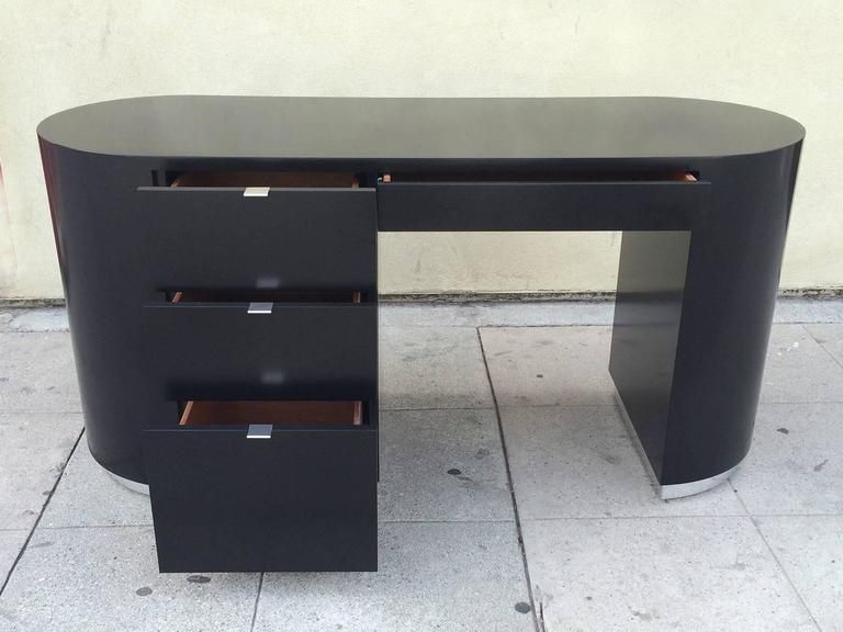 Architectural Black Lacquer Desk At 1stdibs For Latest Modern Black Steel Desks (View 14 of 15)