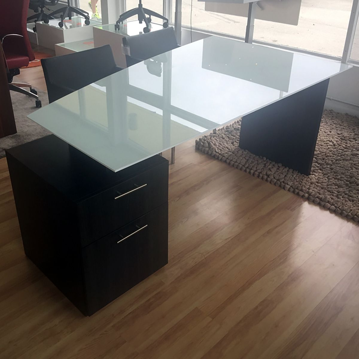 Avenue Curved Glass Top Executive Desk For Most Current Metal And Glass Work Station Desks (View 7 of 15)