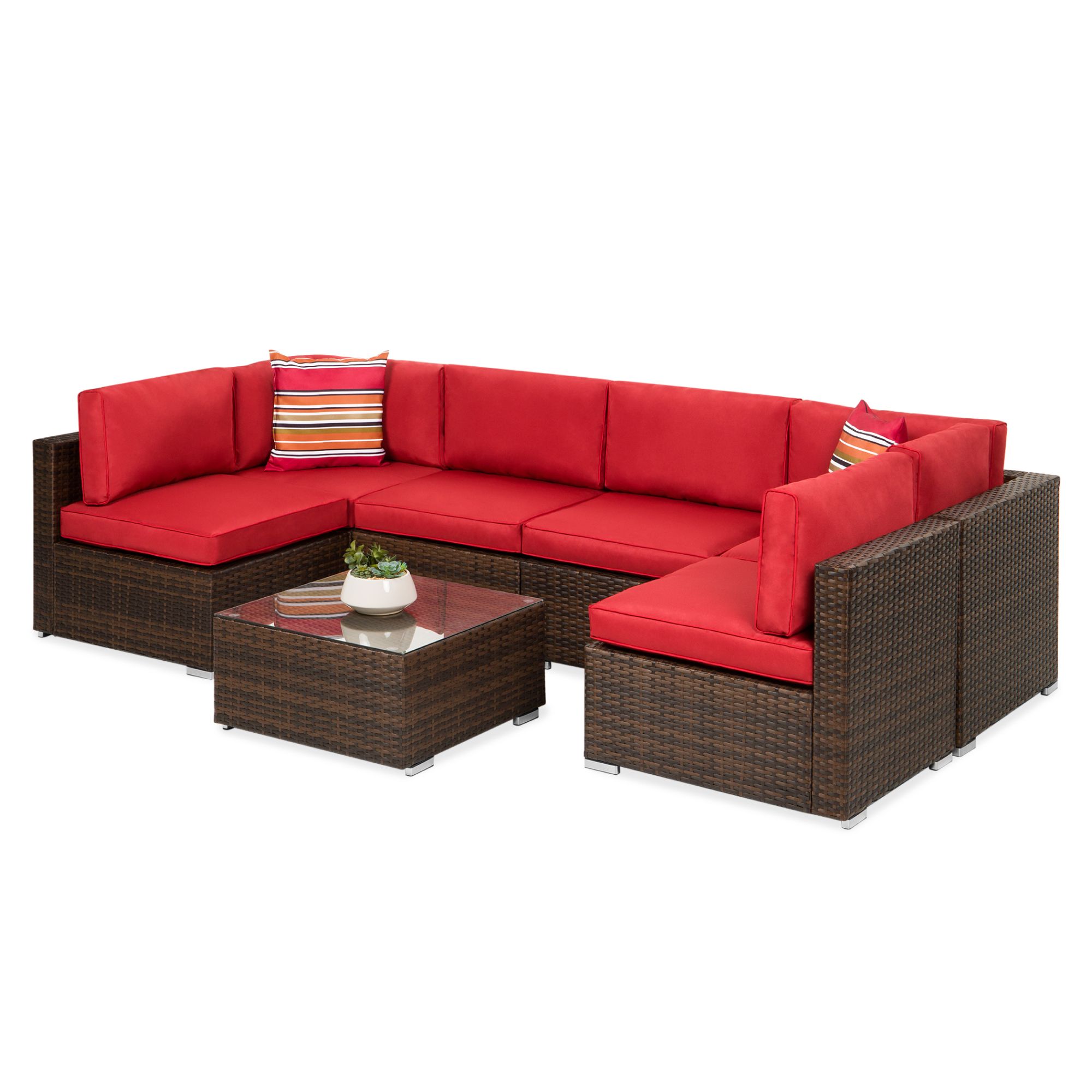 Best And Newest Best Choice Products 7 Piece Modular Outdoor Conversational Furniture Throughout Rustic Brown Sectional Corner Desks (View 11 of 15)