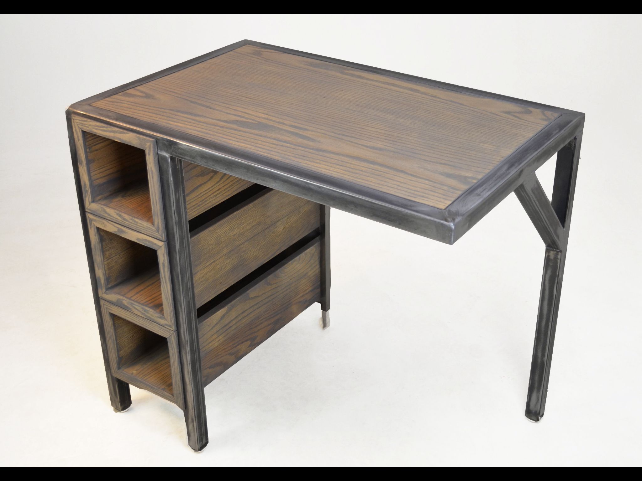 Best And Newest Buy Handmade Custom Industrial Contemporary Metal Oak Wood Desk, Made Pertaining To Modern Teal Steel Desks (View 13 of 15)