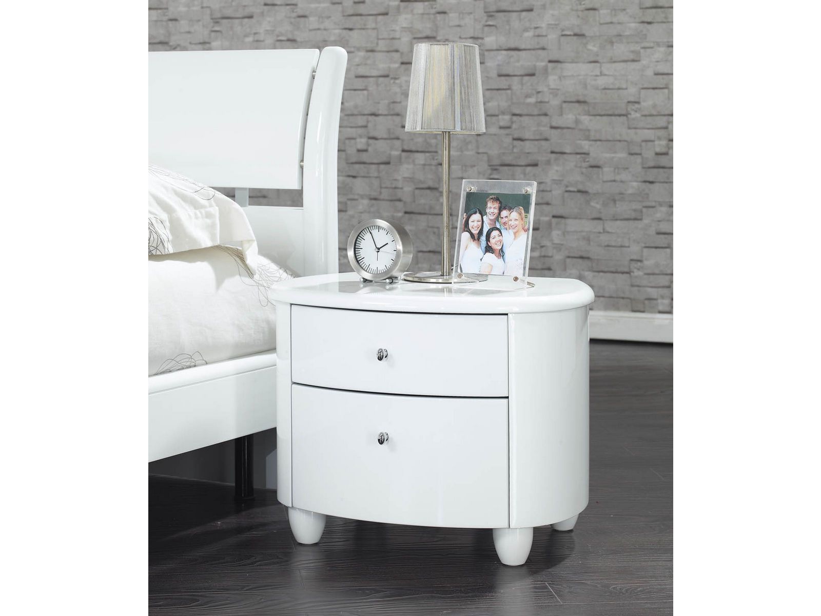 Birlea Aztec 2 Drawer Nightstand Bedside Cabinet – White Gloss Lacquer Intended For Most Current White Lacquer 2 Drawer Desks (View 7 of 15)