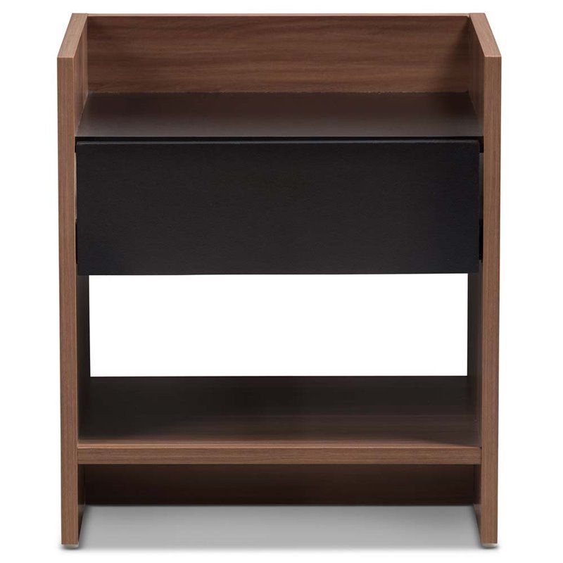 Black And Brown 5 Shelf 1 Drawer Desks In Best And Newest Baxton Studio Vanda 1 Drawer Wood Nightstand In Black And Walnut Brown (View 1 of 15)