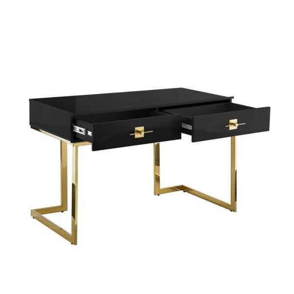 Black And Gold Writing Desks Intended For Most Current Nicole Miller 23.6 In (View 12 of 15)