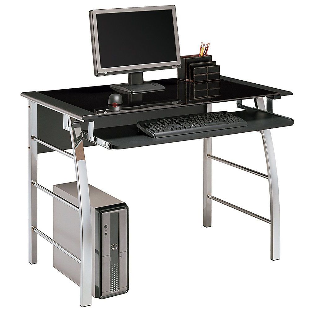 Black Desk, Desk, Glass Office Desk Modern In Glass And Chrome Modern Computer Office Desks (View 12 of 15)