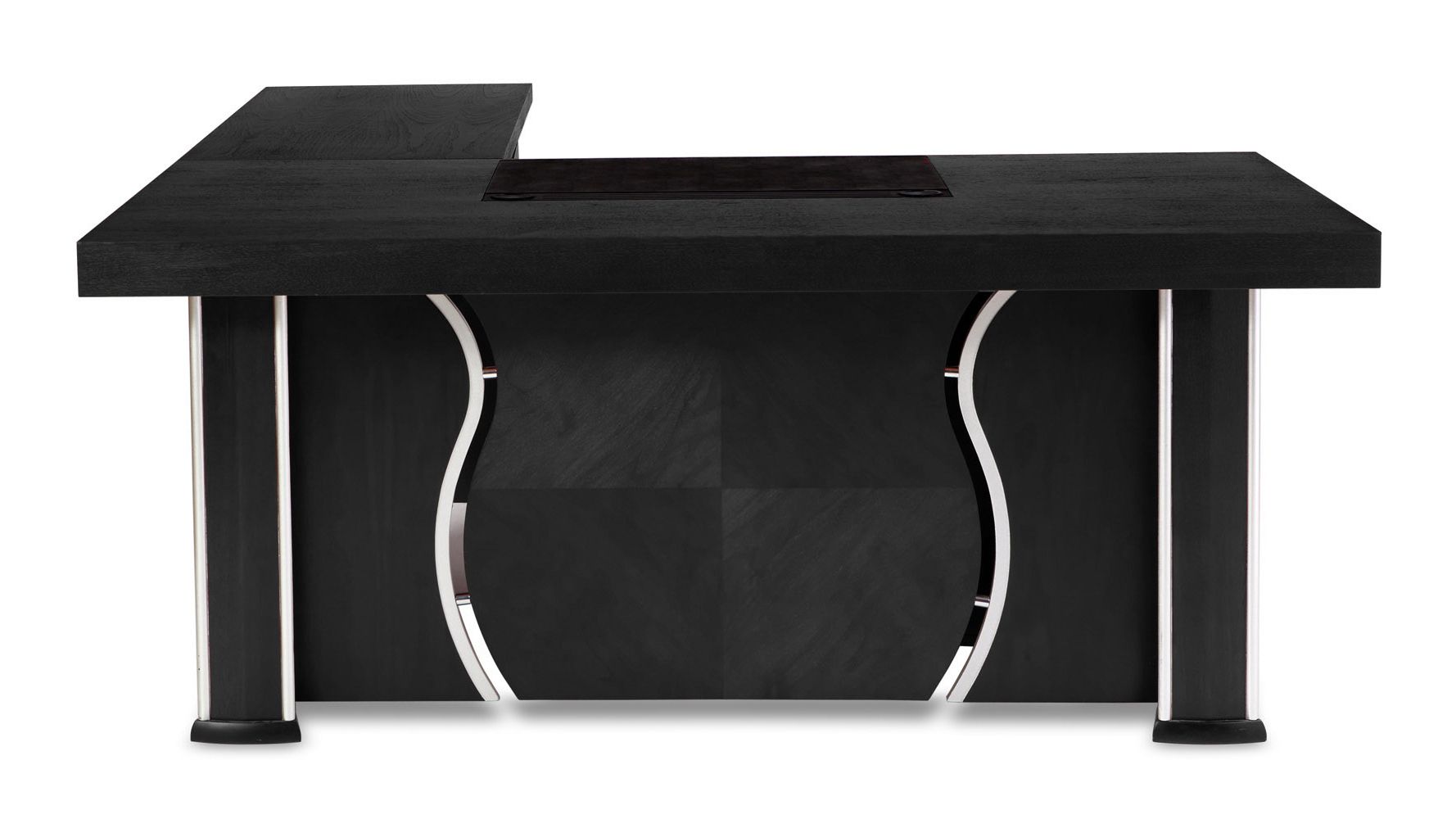 Black Finish Modern Office Desks Pertaining To Fashionable Pierce Black Oak Modern Desk With Storage (View 6 of 15)