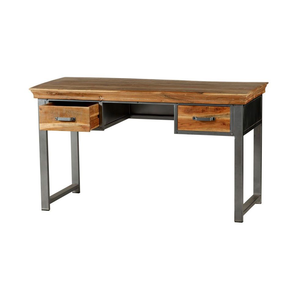 Black Metal And Rustic Wood Office Desks Throughout Favorite Rustic Industrial Wood & Metal Desk Uk (View 12 of 15)