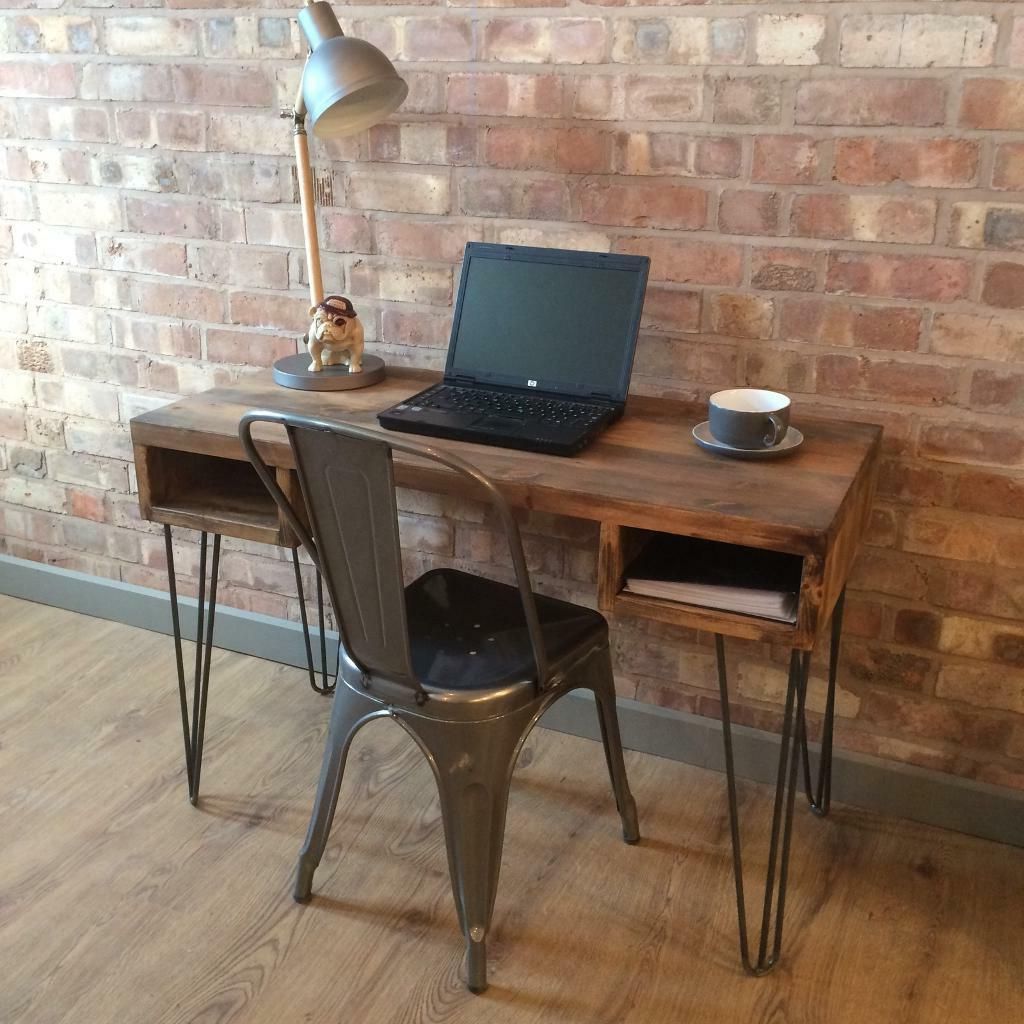Black Metal And Rustic Wood Office Desks With Well Known New Rustic Industrial Style Vintage Retro Office Desk Console Table (View 15 of 15)