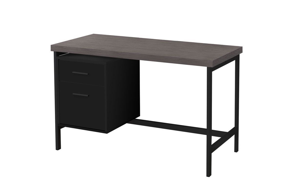 Black Metal Computer Desk With Grey Top At Gardner White Pertaining To Widely Used Large Frosted Glass Aluminum Desks (View 1 of 15)
