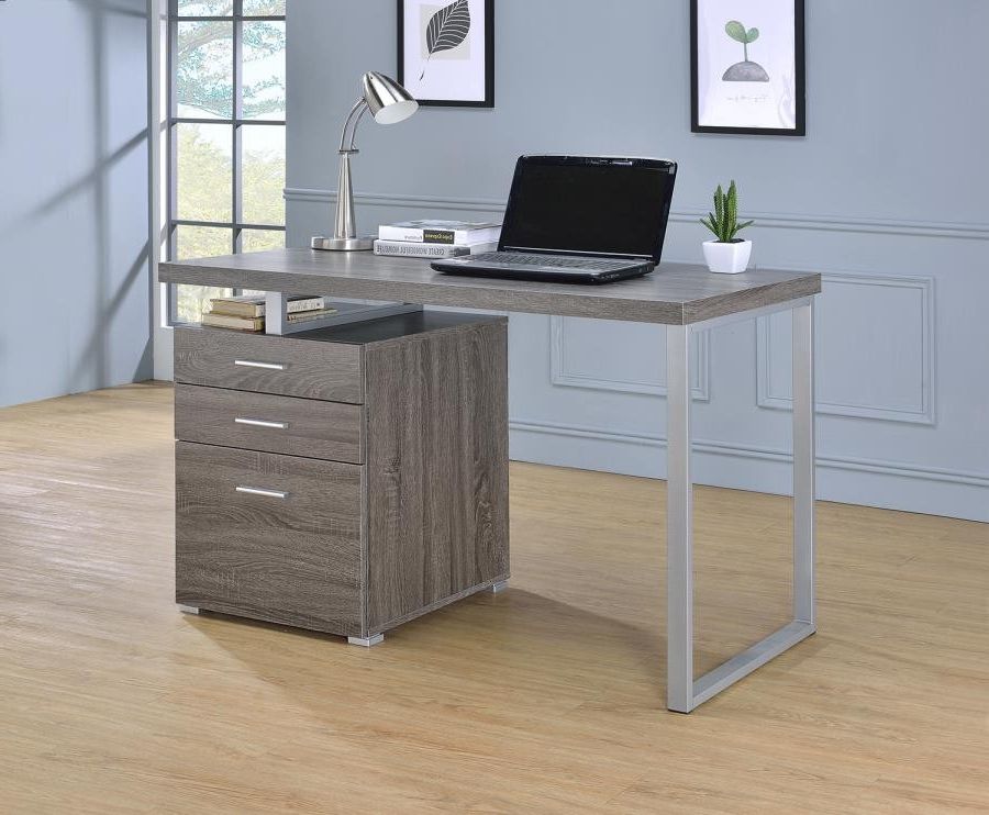 Brennan Desk – Contemporary Weathered Grey Writing Desk (View 5 of 15)