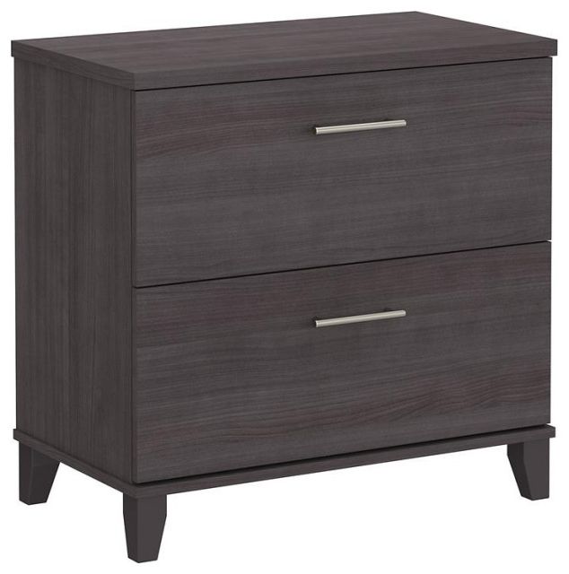 Brushed Antique Gray 2 Drawer Wood Desks Throughout Fashionable Bush Furniture Somerset 2 Drawer Lateral File Cabinet In Storm Gray (View 10 of 15)