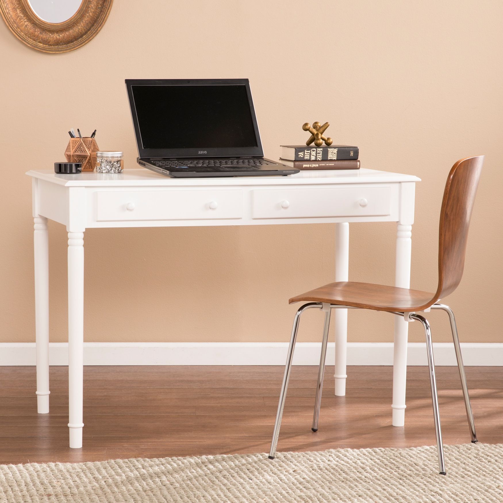 Brylane Home In Aged White Finish Wood Writing Desks (View 1 of 15)