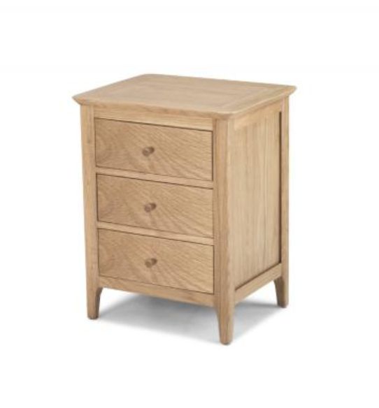 Burnished Oak 3 Drawer Desks Throughout Latest Carolina Oak 3 Drawer Large Bedside – Browns Furniture (View 6 of 15)