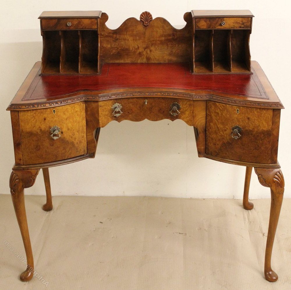 Burr Walnut Writing Desk – Antiques Atlas Intended For Newest Walnut And Black Writing Desks (View 1 of 15)