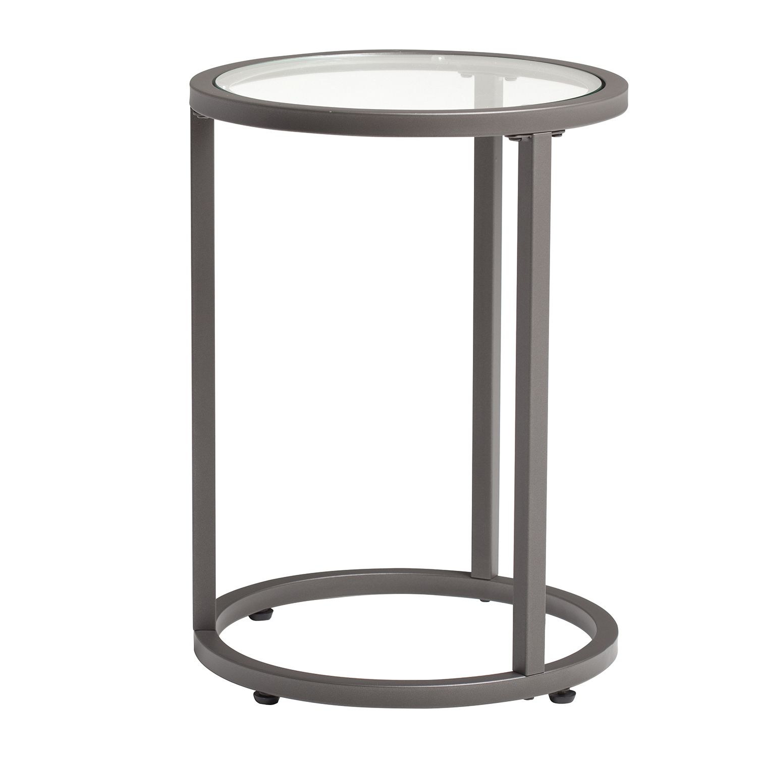 Camber Modern Round Nesting Tables (20″ W) In Pewter/clear Glass – Item Intended For Most Recently Released Glass And Pewter Rectangular Desks (View 15 of 15)