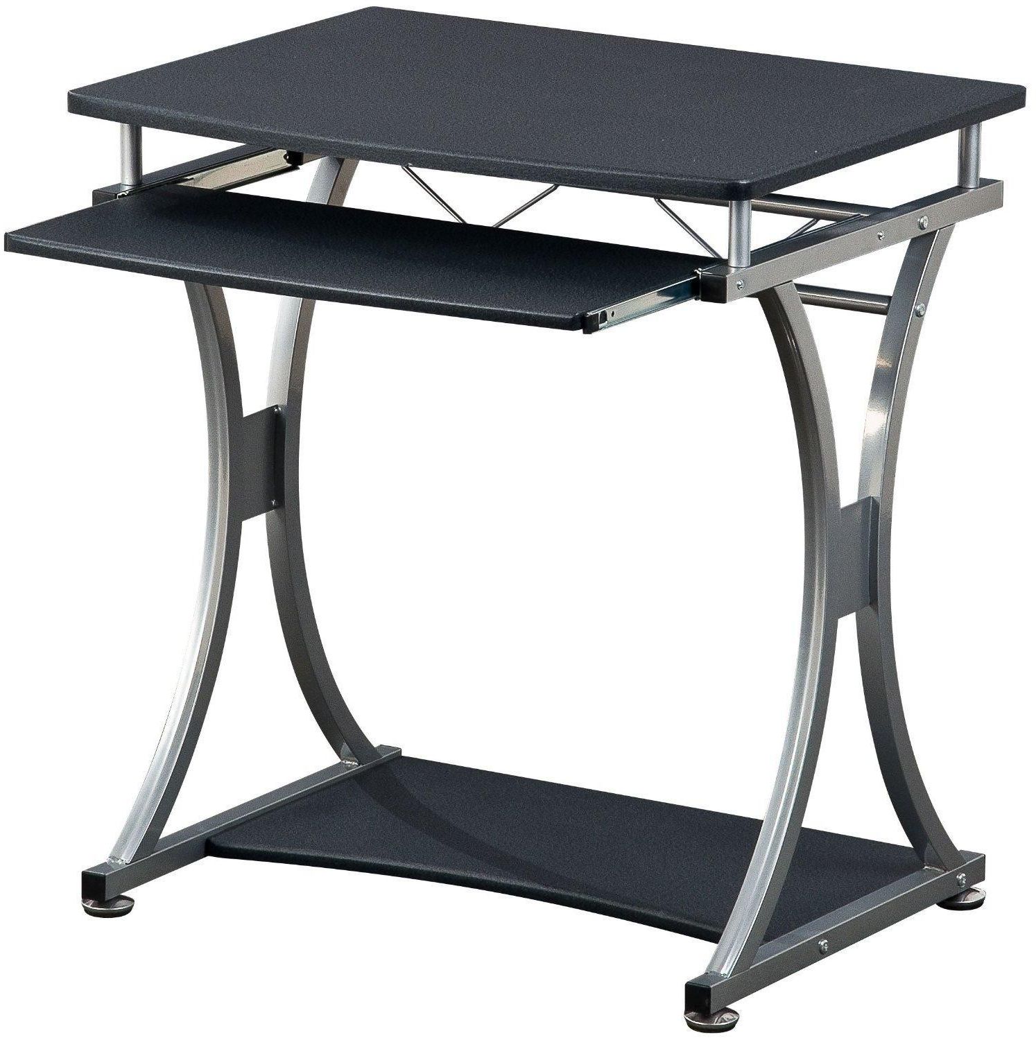 Compact Desk For Pc With Removable Tray, Black Graphite – Computer Pertaining To Most Current Graphite Convertible Desks With Keyboard Shelf (View 6 of 15)