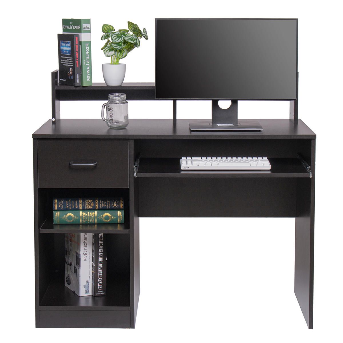 Computer Desk With Drawers Storage Shelf Keyboard Tray Home Office For Well Liked Executive Desks With Dual Storage (View 10 of 15)