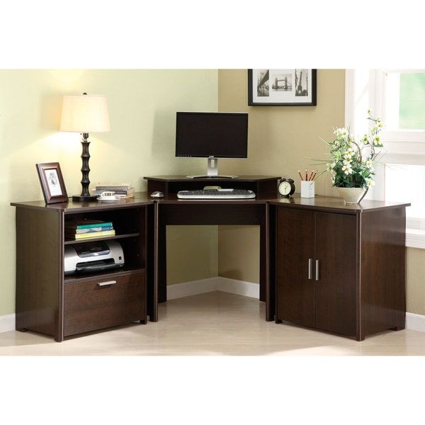 Computer Desks With Filing Cabinet With Regard To Latest Concord Pinot Computer Desk, Storage And File Cabinet – Overstock –  (View 14 of 15)