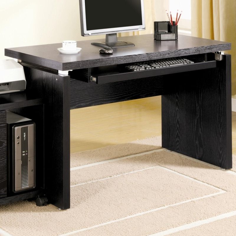 Contemporary Black Oak Computer Deskcoaster Furniture Inside Fashionable Black Finish Modern Computer Desks (View 7 of 15)