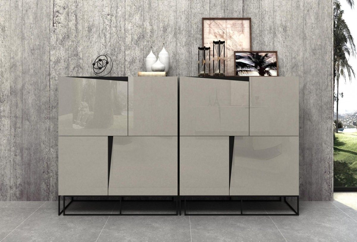 Contemporary Sideboards With Regard To Best And Newest Modrest Hope Modern Grey Gloss Tall Buffet – Buffets – Dining (View 9 of 11)