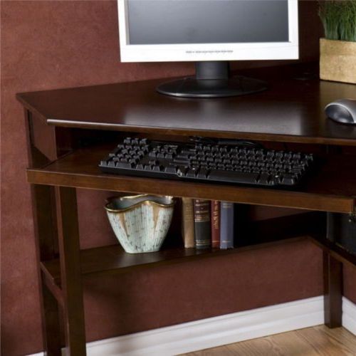 Corner Desks With Keyboard Shelf Inside Recent Corner Computer Desk With Keyboard Tray Home Office Furniture Espresso (View 10 of 15)